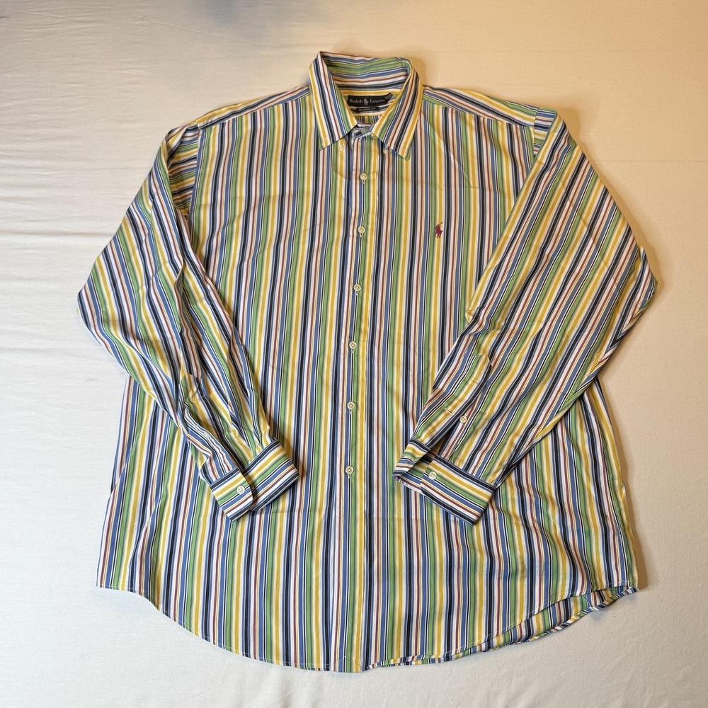 Ralph Lauren Shirt Mens XL Classic Fit Striped Long Sleeve Polo Extra Large